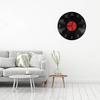 Record Vintage Wall Clock Round 10 Inch Battery Operated Black Album Disc with Blank Red Label Music Retro Quartz Silent Wooden Clocks Art Decorative