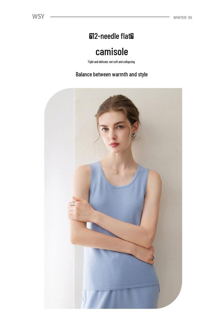 Kangsai Women's 100% Cashmere Sleeveless Knit Vest - Loose Fit, Round Neck, Ideal for Spring & Autumn 2026