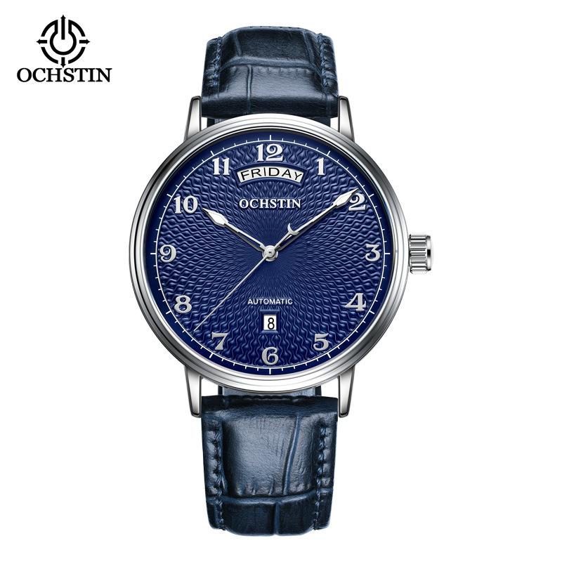 New Fashion Trend Mechanical Watch Leather Waterproof Double Calendar Automatic Mechanical Men's Watch Agent