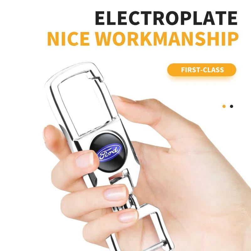 Car Sticker Hot For Ford Car Metal Leather Key Chain High Quality Gift For Ford Focus 2 MK2 4 MK3 MK4 ST Mondeo Festiva Fusion S