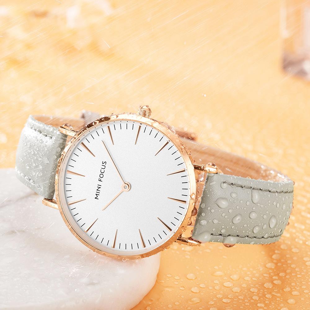 Ultra-thin Fashionable Japanese Movement Waterproof Genuine Leather Strap Women's Watch