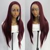 AIMEYA Burgundy Lace Front Wig Heat Resistant Synthetic Long Straight Wig for Black Women Natural Hairline Daily Used Cosplay
