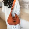 Adjustable Shoulder Straps Drawstring Bucket Bag Solid Color Canvas Crossbody Bag  Student