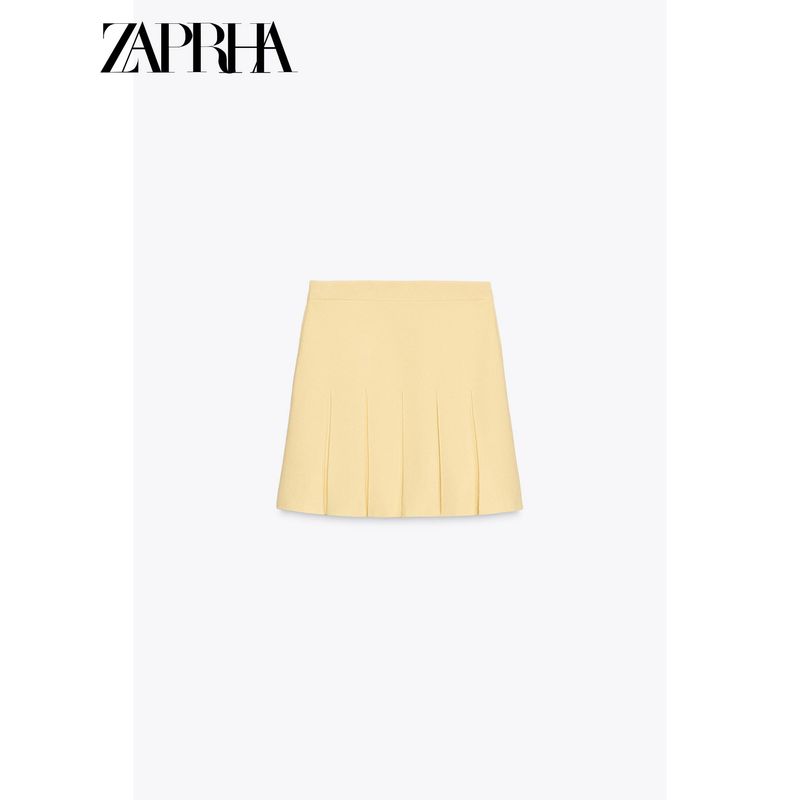 Zaprha 2025 Summer New Fashion Wide Pleat Simple and Versatile Casual Knitted Mini Skirt 5755040