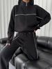 European and American Casual Set with Long Sleeve Cardigan Hoodie and Lace-up Striped Pants