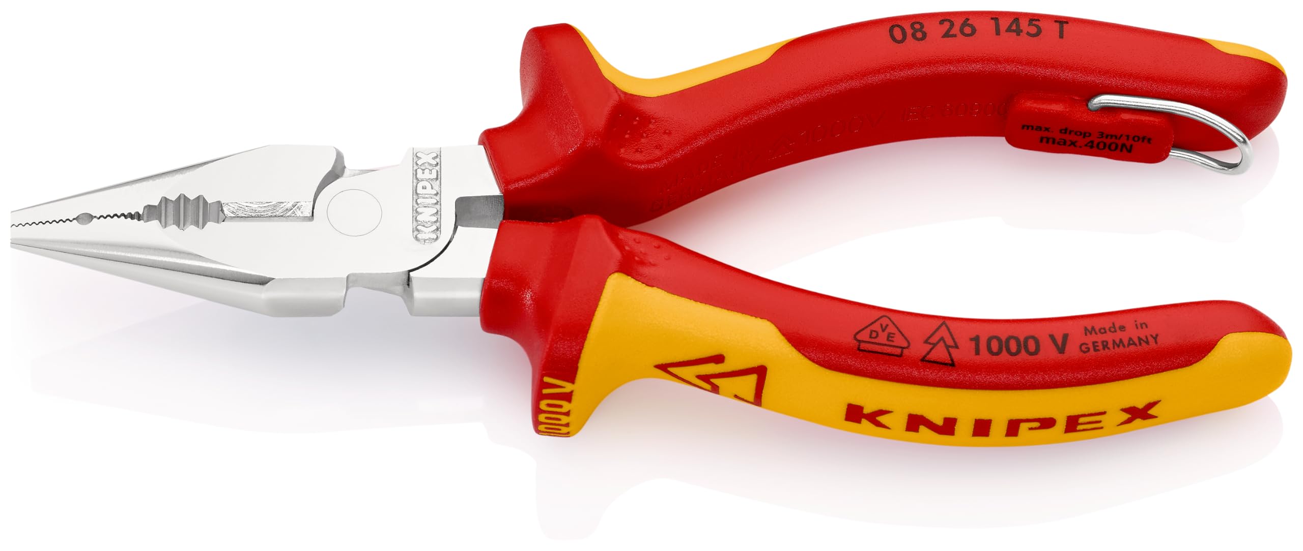 

KNIPEX 0826-145TBK Insulated Needle-Nose Pliers with Drop Protection (Black)
