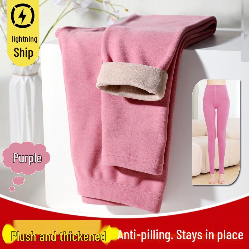 Women's Autumn Lambswool & Fleece Thermal Set: 460g Brushed Velvet Top & Bottoms for Cold Weather