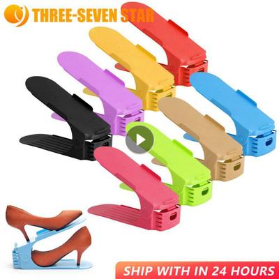 1PCS Double-layer Adjustable Shoe Shelf Shoe Organizer Space Saving Footwear Storage Stand Plastic Shoe Rack Warderobe Bracket