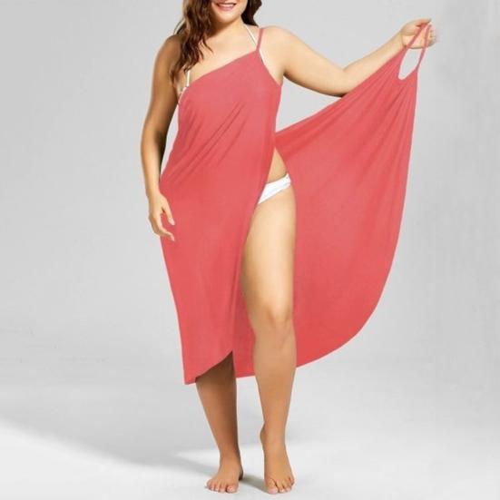 Summer Size Sexy Plus Beach Women Solid Color Wrap Dress Bikini Cover Up Sarongs
