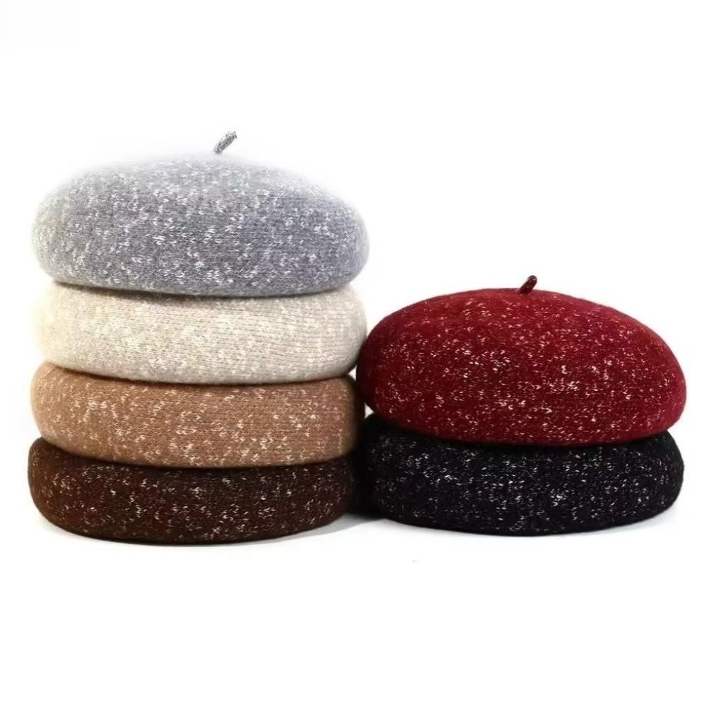 Knitted Beret Hat Wool Blend Pumpkin Beanie Fashion Painter Cap