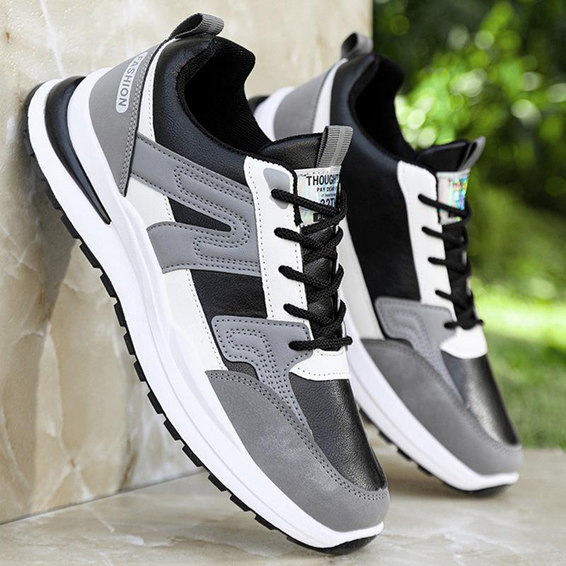 Men's shoes spring and summer sports shoes men's 2026 new leather waterproof and non-slip black casual shoes men's running dad shoes