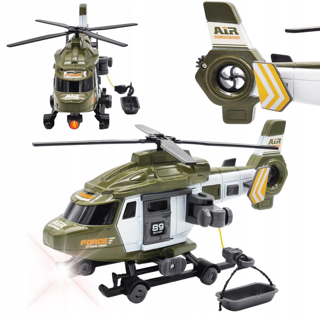 Interactive Military Toy Helicopter Winch Lights Sounds