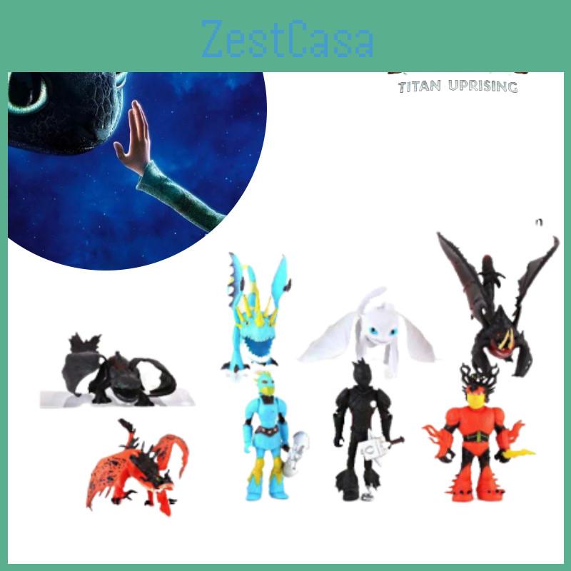 Dragon Toy Set 8-piece Night Fury Pvc Figures For Kids 4-6)