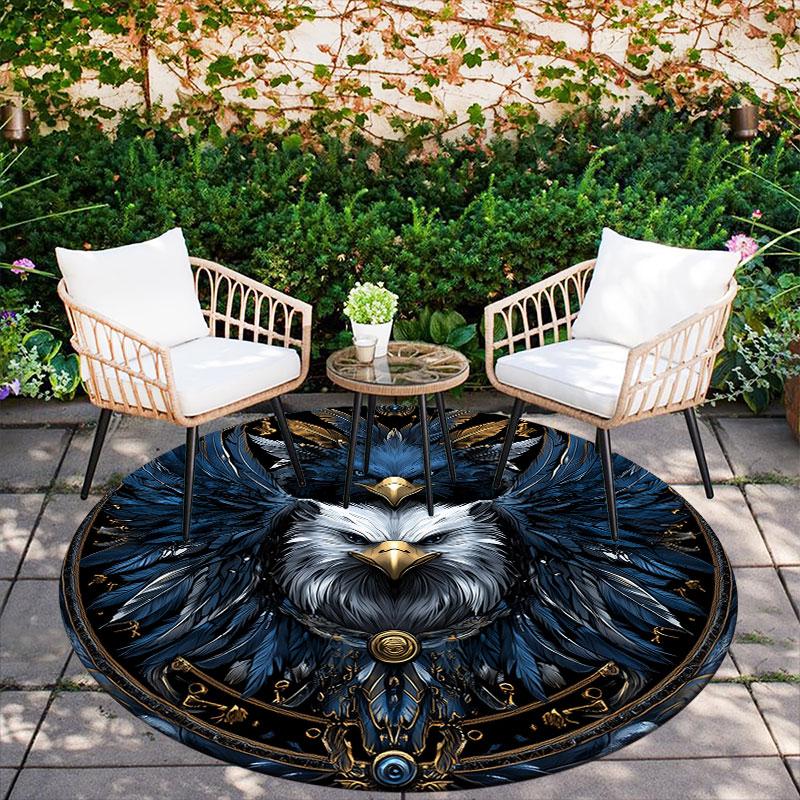 Eagle pattern round rug,Carpet Rug for Living Room Bedroom Playroom ,Non-slip Floor Mat,Holiday Gifts and Birthday Gifts.