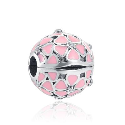 Yeni 925 Ayar Gümüş Gül Kız Erkek Pembe Sparkle Spacer Klip Charm Boncuk Fit Orijinal Moda Bilezik Diy Takı Kadınlar Için