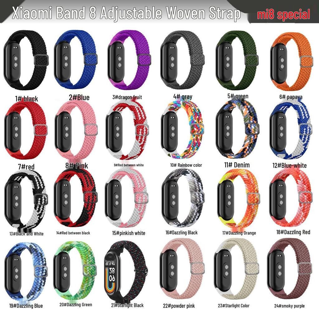 Regulowany pleciony pasek do Xiaomi Band 8/9 - Kompatybilna wymienna opaska na nadgarstek do Mi Watch 3/4/5/6/7/8