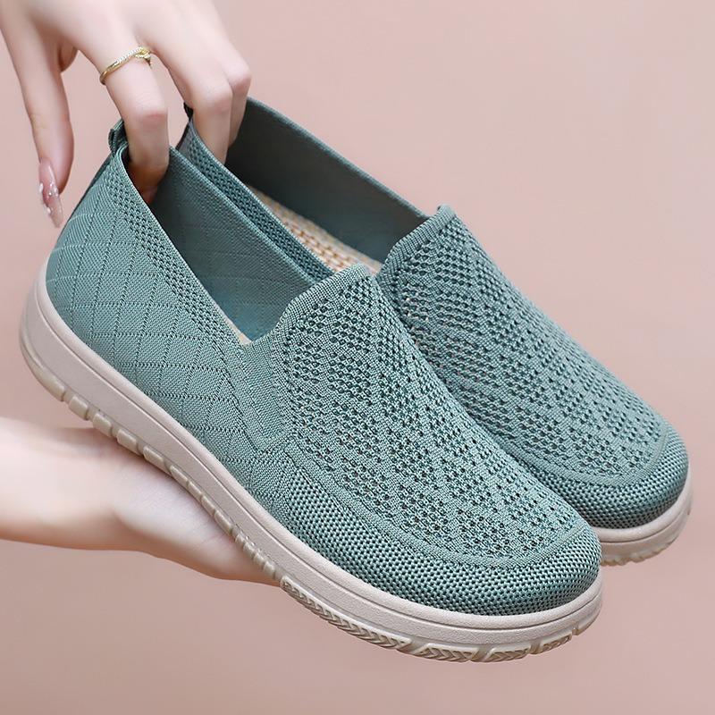 Women's Shoes Summer Mesh Breathable Casual Shoes Comfortable Versatile Single Shoes Soft Sole Mother Shoes Lazy One Pedal Net Shoes