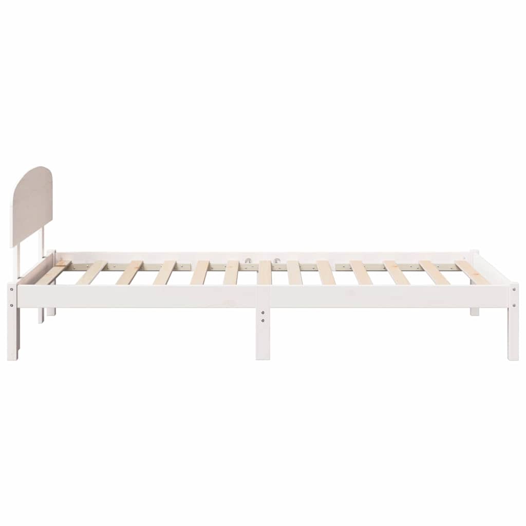 Bed Frame with Headboard White 75 x 190 cm Solid Pine Wood