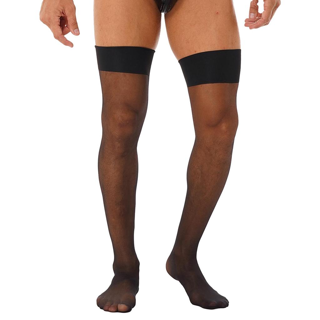 Män Glansiga Stretchiga strumpor Lår Höga Transparenta strumpor Sissy Strumpor Strumpor Underkläder Över Knästrumpor Kostymtillbehör