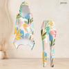 Women Plus Size Printed Hooded Long Sleeve High Low Top And Fitted Pants Two Piece Set