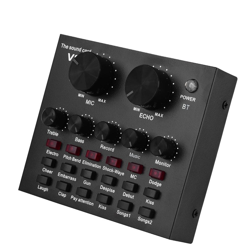 External Audio Mixing Sound Card USB Audio Interface with Multiple Sound Effects Built in Rechargeable Battery for