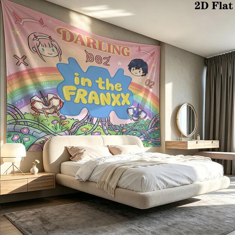 Franxx Wall Tapestry Aesthetic Wall Hanging Printed Fabric Blanket Decorative Tapestries For Bedroom Living Room Home Decor