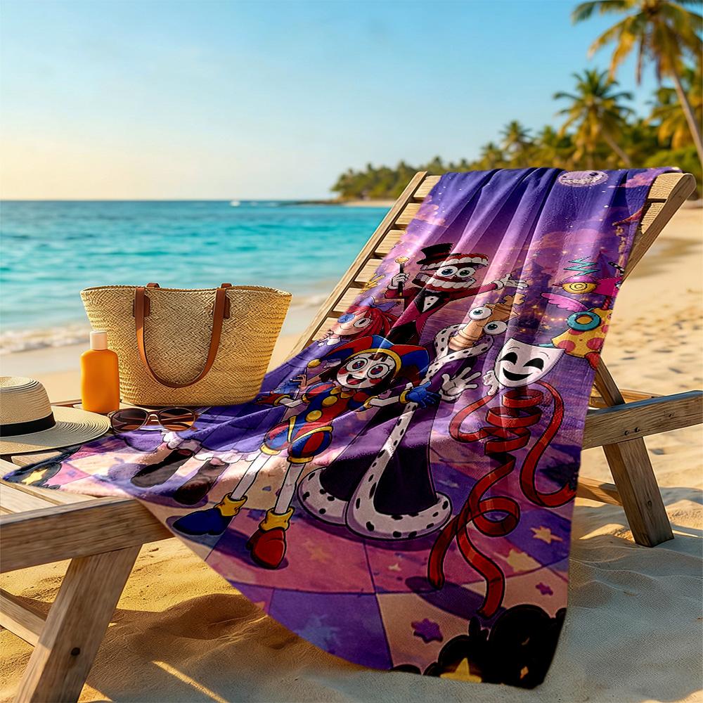 Digital Circus Beach Towel High Absorbency & Quick-Dry Comfortable Lightweight