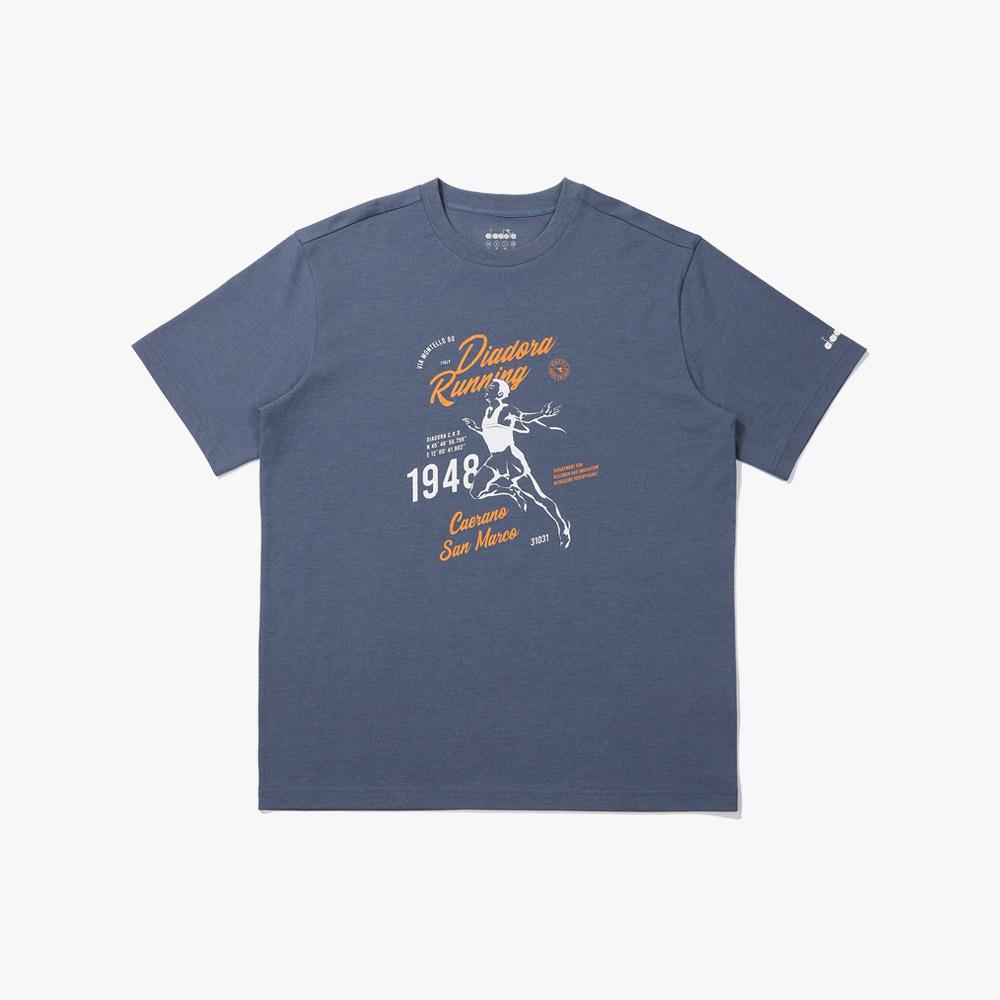 Diadora Vintage Graphic Cotton-Poly Short Sleeve T-Shirt Sky Blue