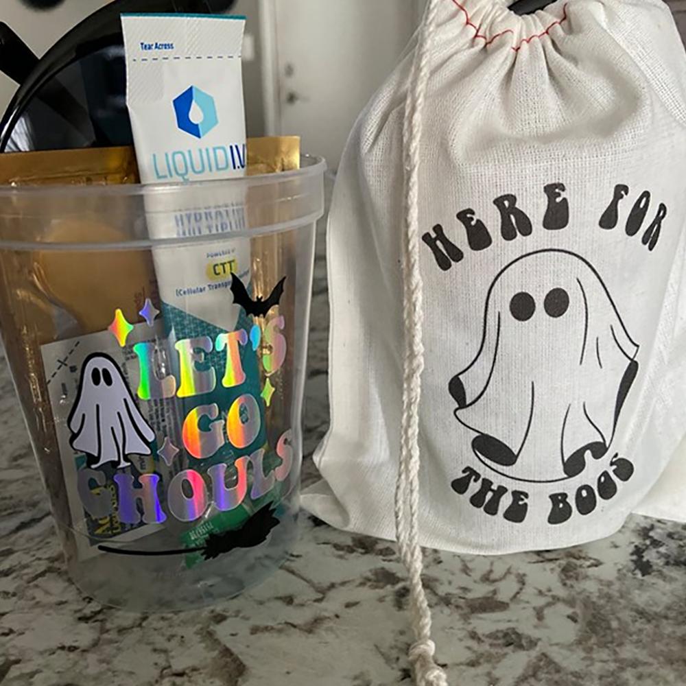 Custom 10Pcs Here for The Boos Bachelorette Party Drawstring Candy Bag Hangover Kit Halloween Recovery Kit Wedding Souvenirs