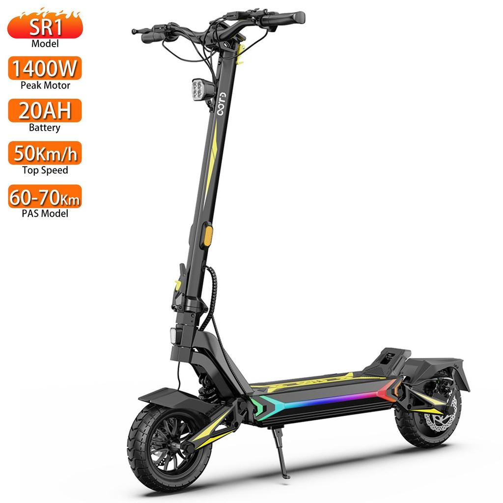 Electric Scooter OOTD SR1 10" 1400W Peak Motor Fully Suspended Adult Electric Scooter 48V 20AH Max Load 120Kg Black