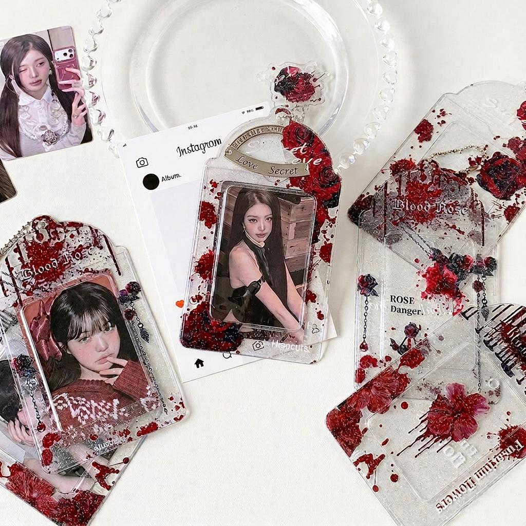 Pvc Card Holder Decorative Gothic Photo Card Protector Instax Photo Keychain Lightweight Transparent Id Holder For Concerts Fan