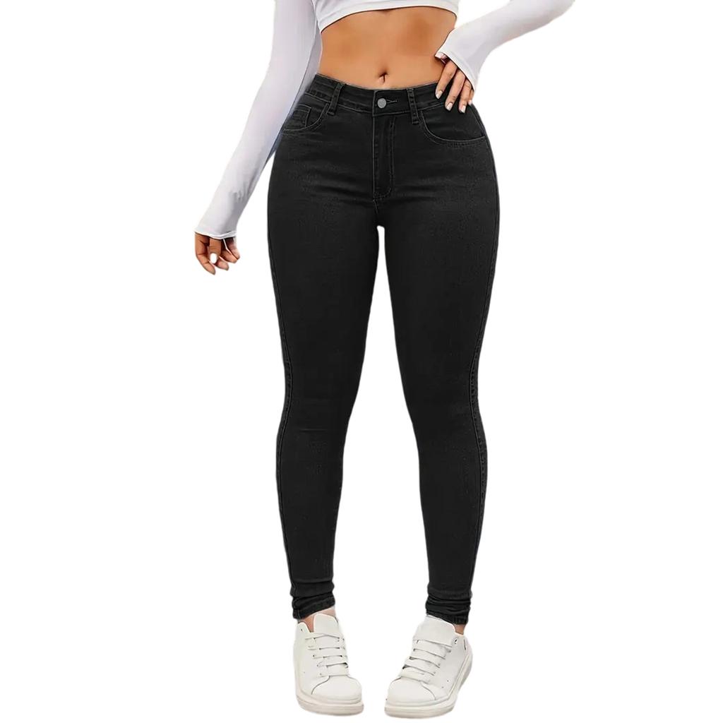 Women's Trousers Large Size Stretch Jeans Loose Semi-Elastic Pants