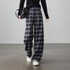 SOFSIL Women's Plaid High-Waist Wide-Leg Pants