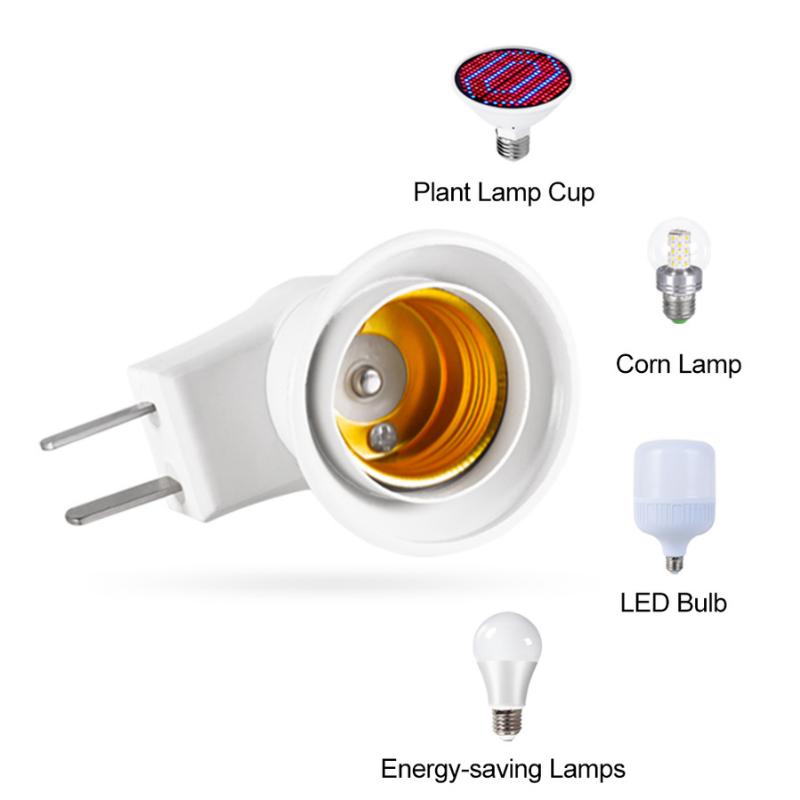 3PCS Practical White E27 LED Light Socket To EU Plug/US Plug Holder Adapter Converter ON/OFF for Bulb Lamp