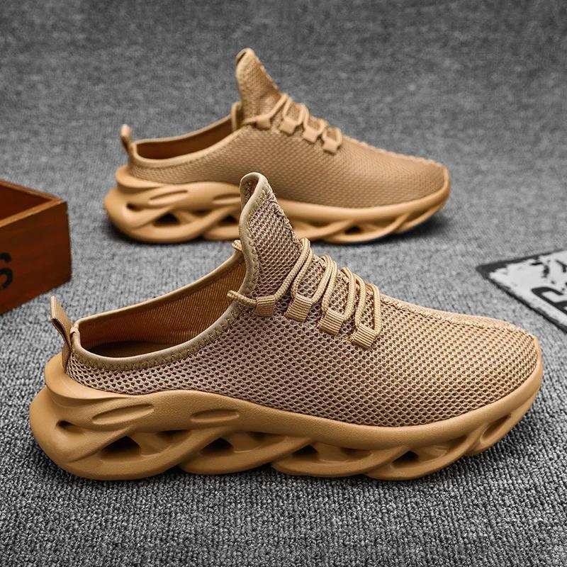 Fashion New Half Sneakers Men Fashion Casual Shoes Men Breathable Knit Lightweight Sports Outdoor Slip on Cushioning Walking Slippers