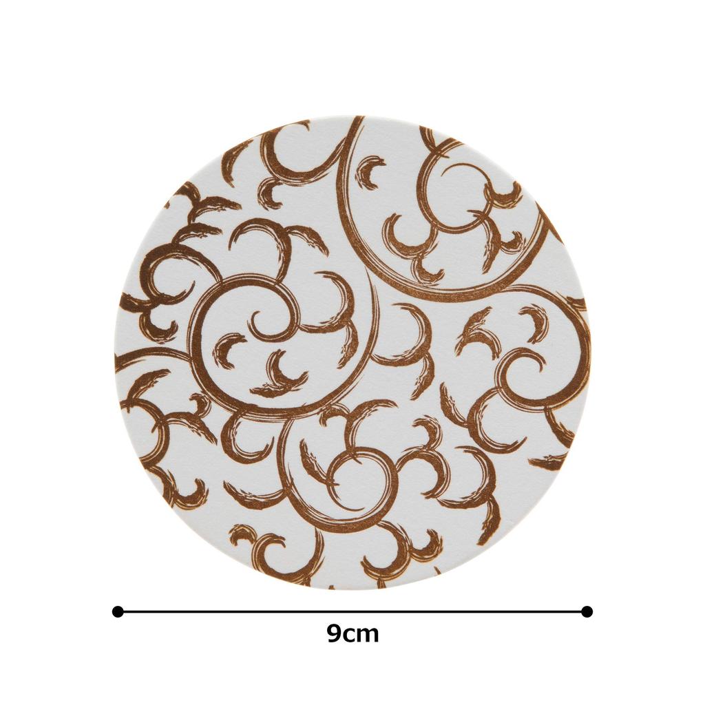 Endo Shoji TKG Paper Coasters, Brown, Arabesque Pattern (Pack of 100), Round, 90mm Diameter, 1mm Thick, a Must-Have for Evening Drinks, Commercial