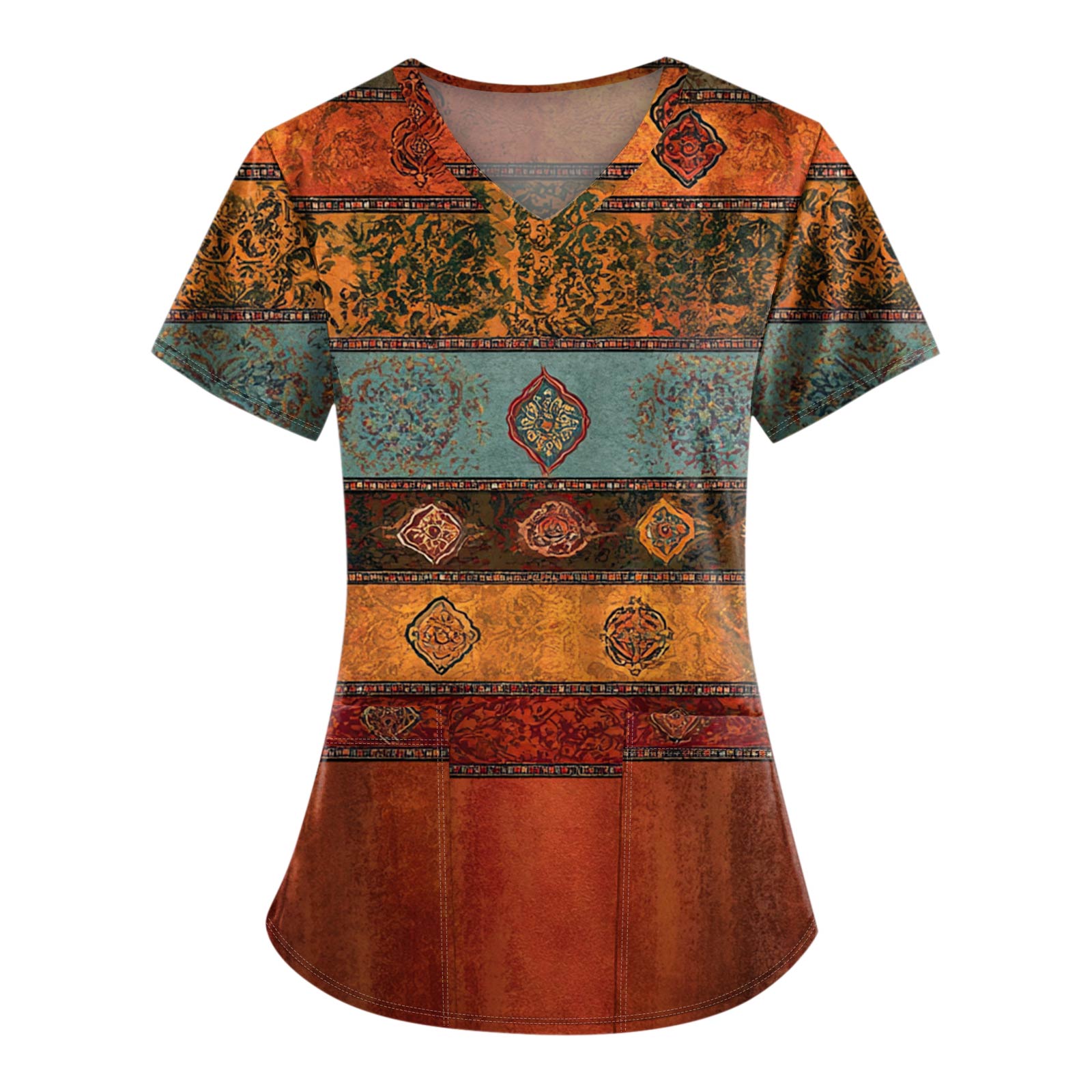 

Рабочая форма больших размеров с принтом, топы для женщин, забавные футболки с короткими рукавами и v-образным вырезом с принтом, рабочая одежда, футболка с карманами XXXL