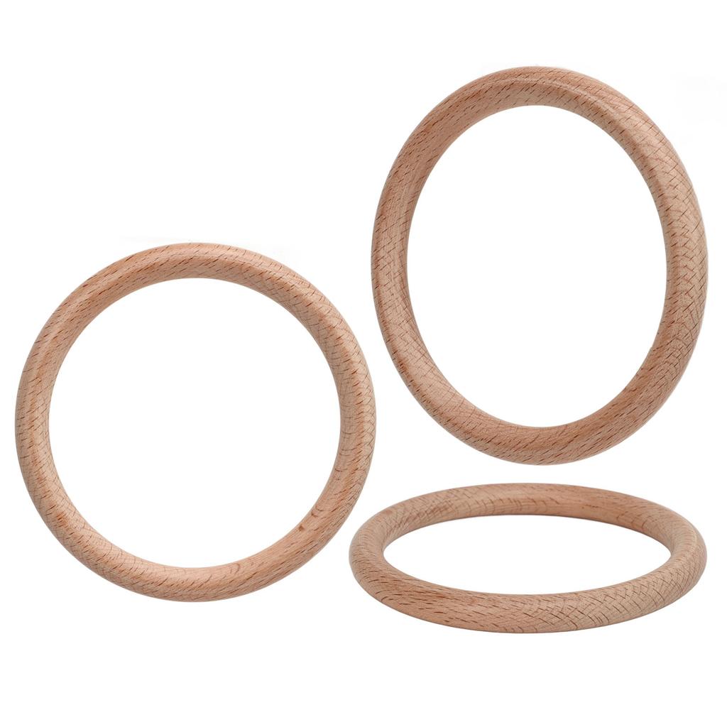 10 Pcs Wooden Rings Natural Grain Polished Smoothly Comfortable Touch Craft Wood Ring Pendant 10cm 3.9in