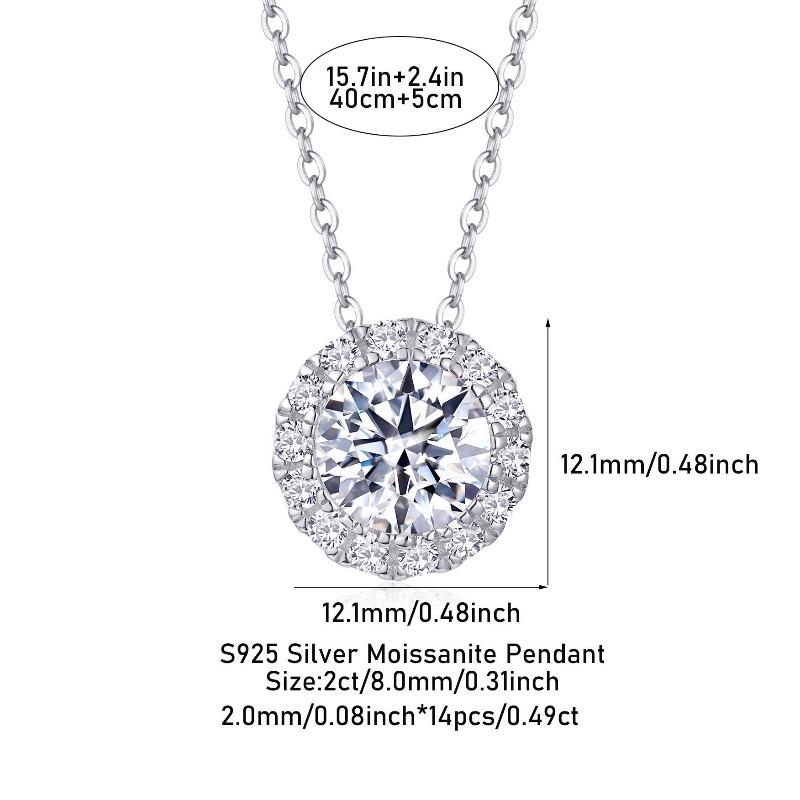 

S Silver Moissanite Pendant Necklace Border Necklace Style Fashion Pendant 40cm+5cm