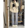 Harajuku y2k sprider impressão camisola coreano moda streetwear hip hop retro malha jumpers punk fuzzy pulôver malhas