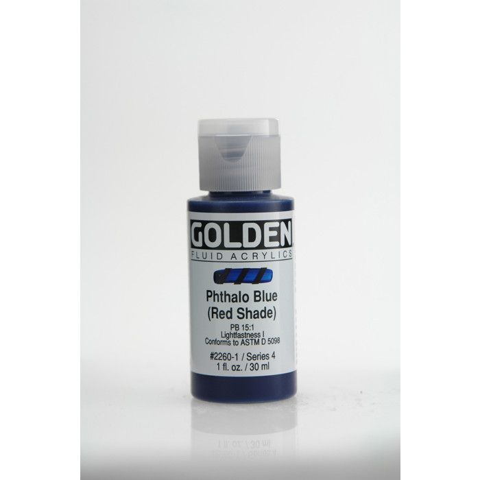 Flüssige Acrylfarbe - GOLDEN - Phthaloblau Rotton - 30ml - Hohe Beständigkeit - Gute Haftung