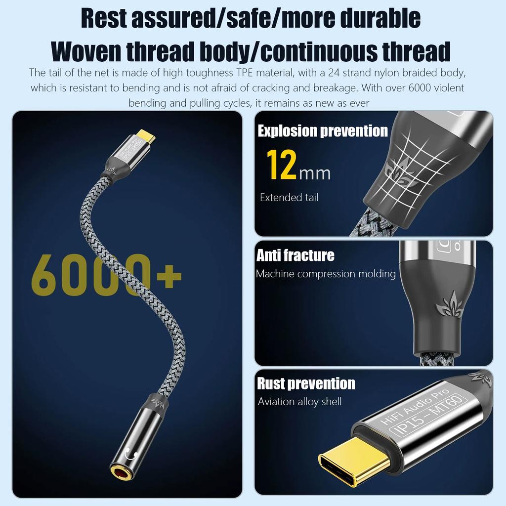 USB Type C To 3.5mm Female Headphone Jack Adapter USB C To Aux Audio Cable for IPhone15 Laptop Mate 60 Huawei Met Samsung Etc 3