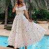 Fashion Women Sequins Evening Dress Shoulder Insertion Off Shoulder Dress