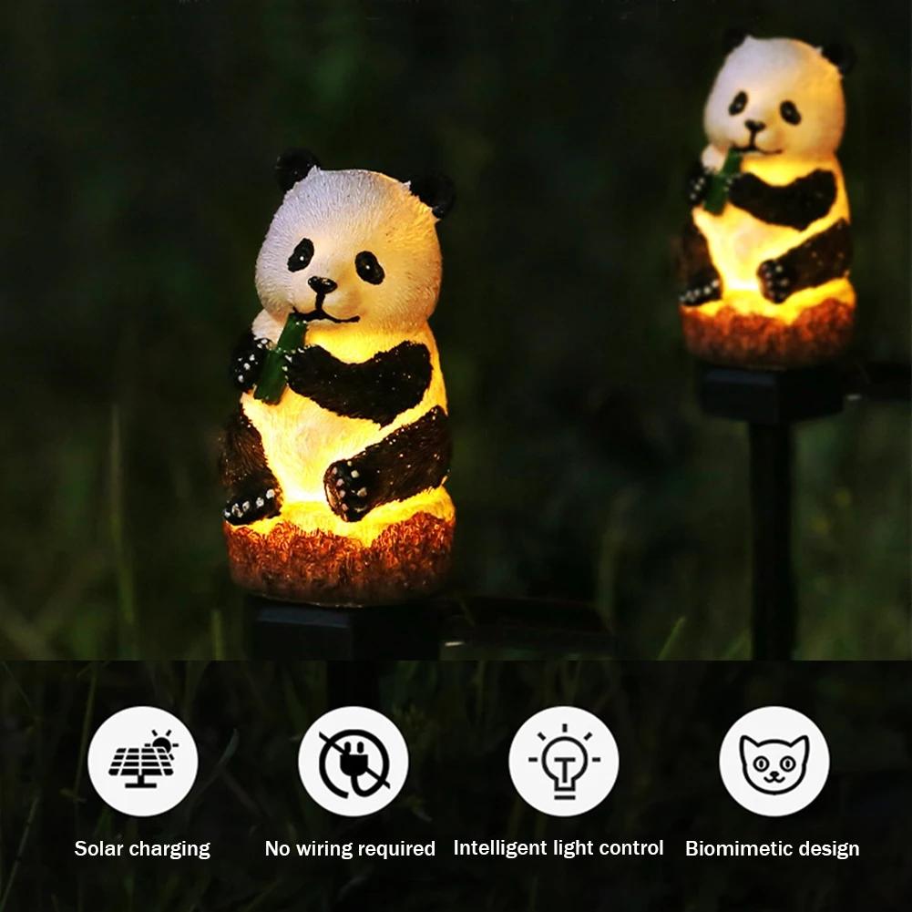 New LED Solar Panda Courtyard Decorative Atmosphere Light Resin Animal Lamp Outdoor Park Corridor Ground Insertion Lawn Light