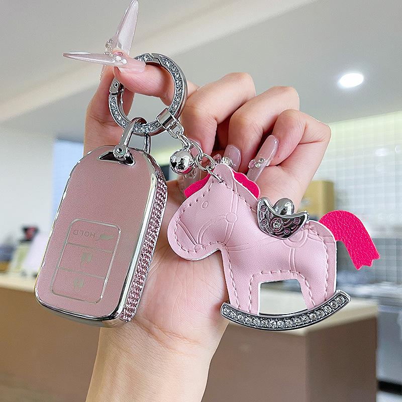 Premium Women's Car Key Case for Honda Accord, Civic, CR-V, Fit, Odyssey, Vezel, Lingpai, and XR-V