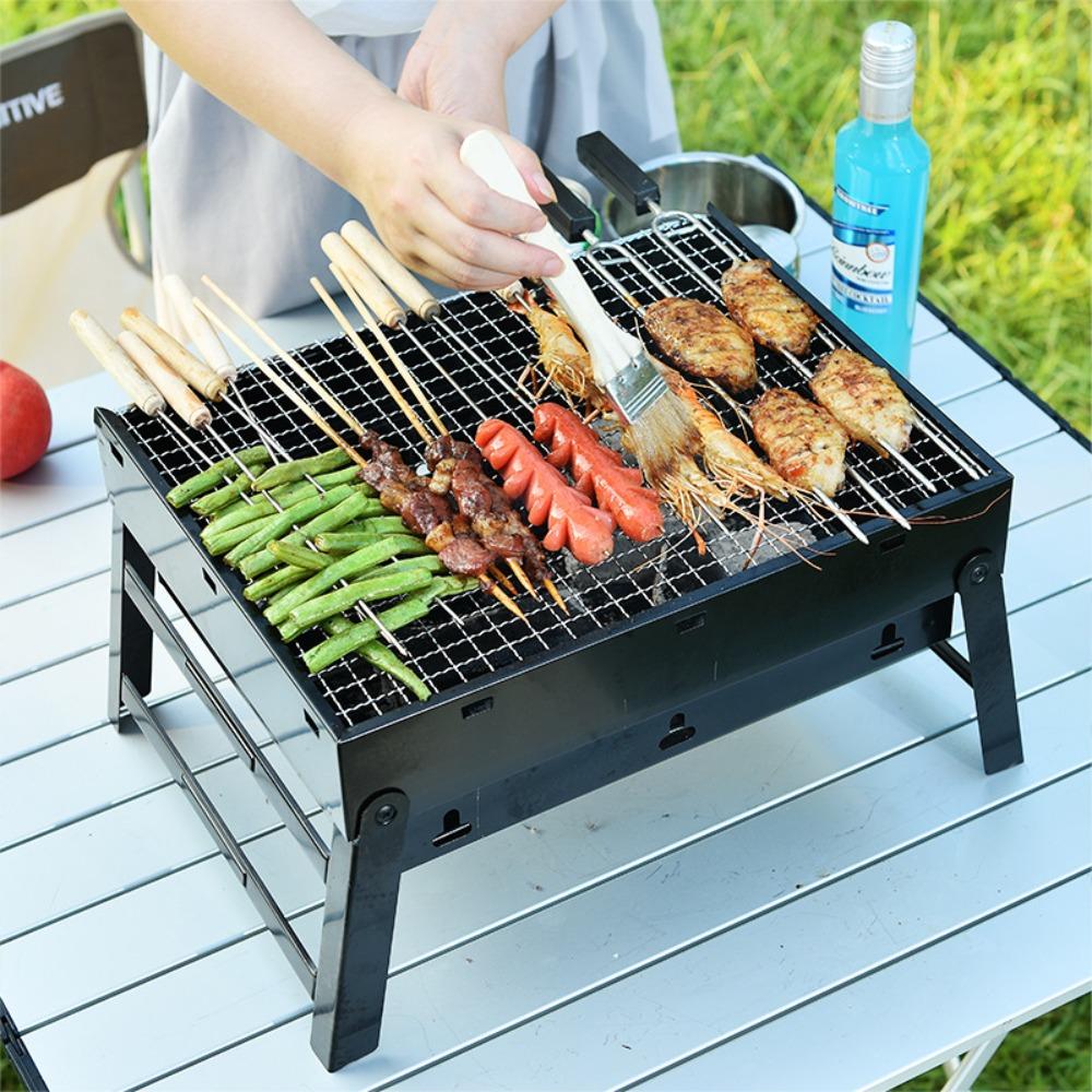 Foldable Grill Charcoal BBQ Grill Portable Barbecue Tools for Outdoor Grilling Cooking Camping Hiking Backpacking Party