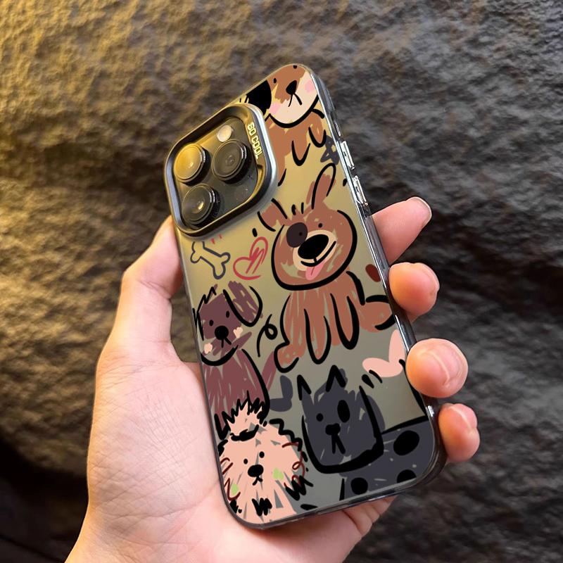 Colorful Silvery Graffiti Dog For 16 15 Cases iPhone 14 13 12 11 Pro Max Cover Funda Case Bumber
