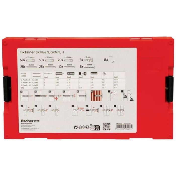 Fixtainer sx plus set de fixation - fischer - 567903 212 pc(s) - blanc - pack