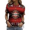 Summer Round Neck 3D Retro Ethnic Style Print Top Fashionable Casual Short Sleeved Women's T-shirts