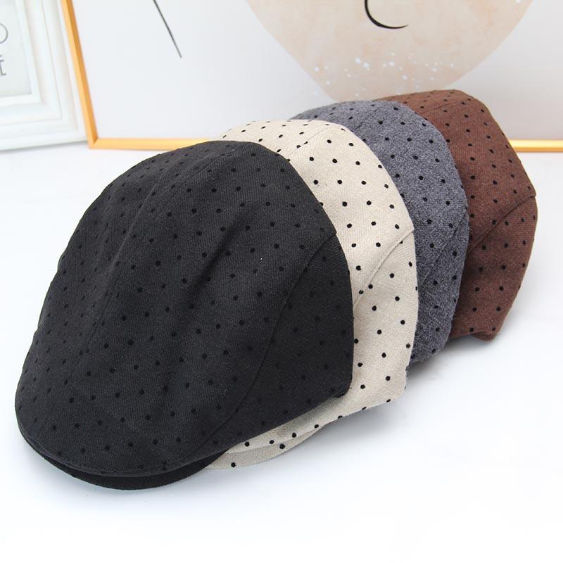 Retro Polka Dot Forward Hat Women's Summer Fashion Versatile Face Little Newsboy Beret Literary Painter Hat